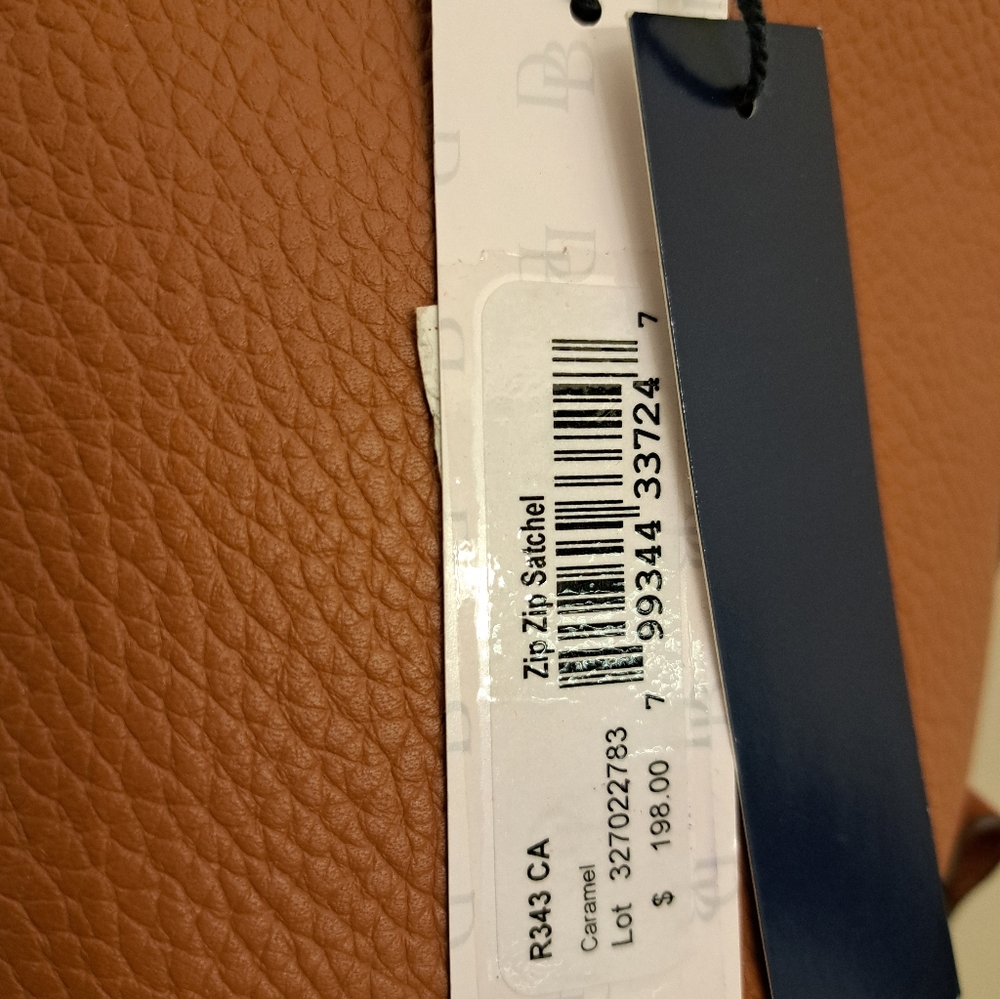Dooney & Bourke Pebbled Leather Domed Satchel Caramel/Gold-NEW W/TAGS! - Picture 10 of 13